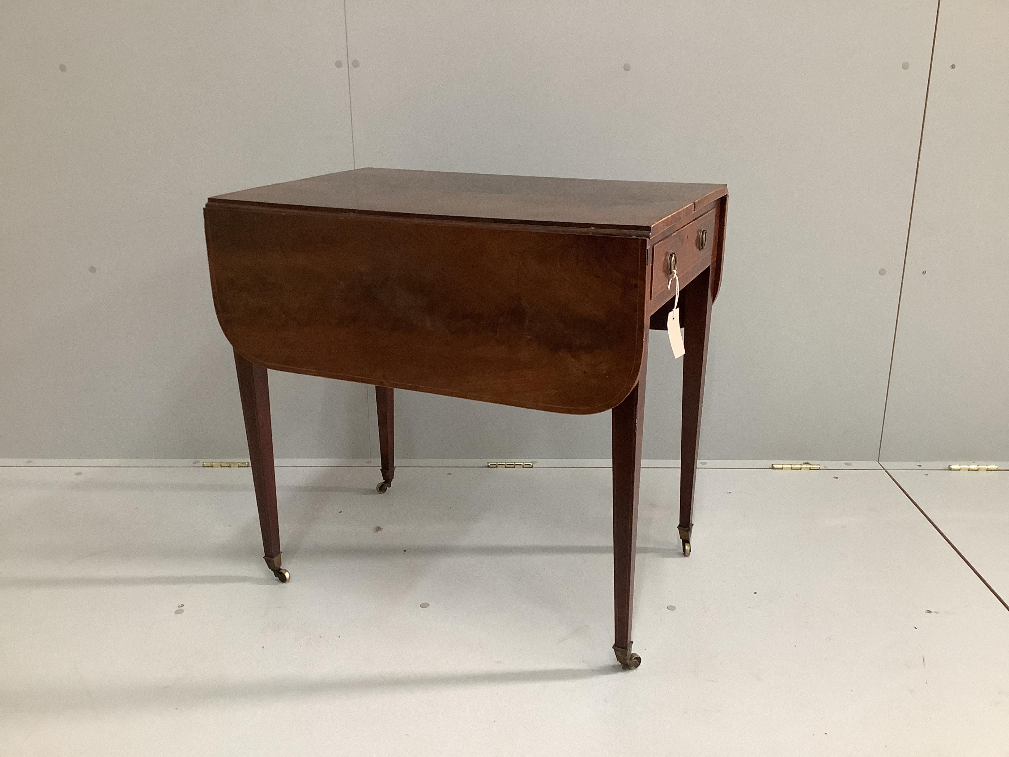 A George III banded mahogany Pembroke table, width 49cm, depth 73cm, height 71cm